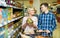 Clients buying tinned food