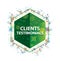 Clients Testimonials floral plants pattern green hexagon button