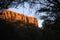 Cliff bathed in evening light