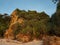 Cliff by the beach on Koh Kradan Island in southern Thailand.