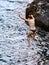 Cliff diver in Italy, near a small village in the Liguria region of Italy known as Cinque Terra