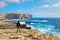 On the cliff of Dwejra Bay in Gozo, Malta