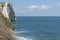 The cliff of Falaise d`Aval in Etretat, France