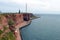 Cliff of Helgoland with Radio Tower and Light House