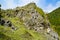 Cliff overgrown with grass