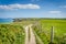 Cliff Path in Cornwall and blue sky