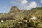 Cliff of Roque Cano and rural landscape.