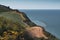 Cliff of the san Bartolo park overlooking the sea with mountain bike trails