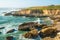 Cliff shore with stones and rocks, California