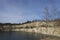 Cliff stone quarry lake in Krakow Zakrzowek. Spring pond landscape scenery, true pure Poland nature.