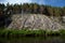 Cliff `Swans Rock` on the shore of Chusovaya river.