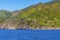 The cliff top settlement of Corniglia, Italy rises above the railway station