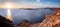 Cliff and volcanic rocks of Santorini island, Greece. View on Caldera