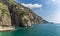 The cliffed coastline at Marina di Praia, Praiano, Italy looking towards Amalfi