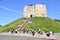 Cliffords Tower, at York Castle. Built in 1068. York, UK. May 25, 2023.