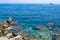 Cliffs of Aegean sea in Rethymno, Crete island,