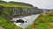 Cliffs along Irish Coast next to tiny Carrick-a-rede island