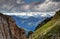 Cliffs of Carnic Alps with ridges and glaciers of Hohe Tauern