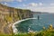 Cliffs, castle tower, west coast of ireland