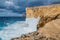 Cliffs of Dwejra, location of the collapsed Azure Window on the island of Gozo, Mal