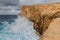 Cliffs of Dwejra, location of the collapsed Azure Window on the island of Gozo, Mal