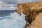 Cliffs of Dwejra, location of the collapsed Azure Window on the island of Gozo, Mal