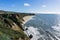 Cliffs and large half moon shaped beach, Pacific Ocean Coast, Half Moon Bay, California