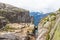 Cliffs in Majestic hanging stone, Kjerag, Norway