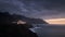 Cliffs in north coastline of Tenerife at moody sunset