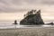 Cliffs in the ocean at the Second beach of La Push - the most beautiful place in Clallam County County, Washington, USA. Impressiv