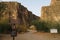 Cliffs rise steeply from Rio Grande River.