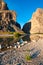 Cliffs rise steeply from Rio Grande River. A view of Santa Elena Canyon in Big Bend National Park