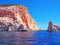 The cliffs and rock formations of Polyaigos, an island of the Greek Cyclades