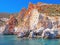 The cliffs and rock formations of Polyaigos, an island of the Greek Cyclades