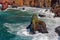 Cliffs and Rocks at St Lawrence in Madeira showing unusual vertical rock formations