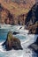 Cliffs and Rocks at St Lawrence in Madeira showing unusual vertical rock formations