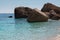 Cliffs in Sardinia Island near Turquoise Sea, Italy