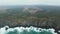 Cliffs and sea ocean foggy weather shot from above