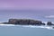 Cliffs of seixo branco galicia. purple sky, seagull nests in summer
