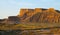 Cliffs at semi-desert landscape in sunny morning. Navarra, Spa