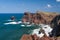 Cliffs at St Lawrence Madeira showing unusual vertical rock form