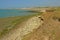 Cliffs and stone beach of the French Opal north sea coast near Wimereux