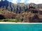 Cliffs and waterfall at Na Pali Coast, Kauai, Hawaii