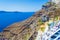 Cliffside terrace with beautiful Aegean Sea view Caldera Santorini Greece