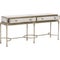 Clifton Writing Desk, Gold/White, Mirrored TV Stand Console Table with Drawer, Two-Drawer Writing Desk with white background