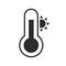 Climate change concept. Hot weather warning. Thermometer temperature flat vector icon. Isolated scale with half of the sun. Global