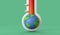 Climate change concept. Rising earth temperature thermometer. 3D Render.