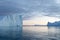 Climate change and global warming. Icebergs from a melting glacier in Greenland. UNESCO world heritage site.