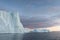 Climate change and global warming. Icebergs from a melting glacier in Greenland. UNESCO world heritage site.