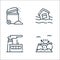 Climate change line icons. linear set. quality vector line set such as dump, factory, flooded house